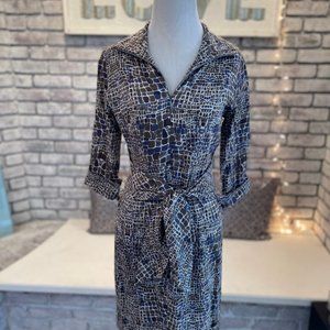 Bombshell Zip Dress - Grey, blue & kahki/brown Croc print